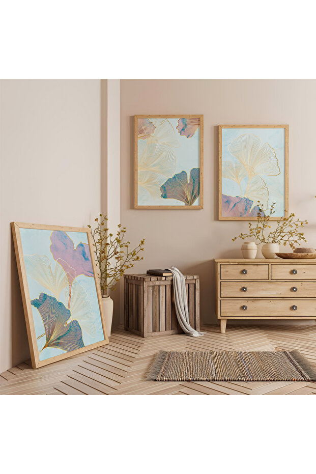 Elegant Footprints Triple Wooden Painting Set with Wooden Frame