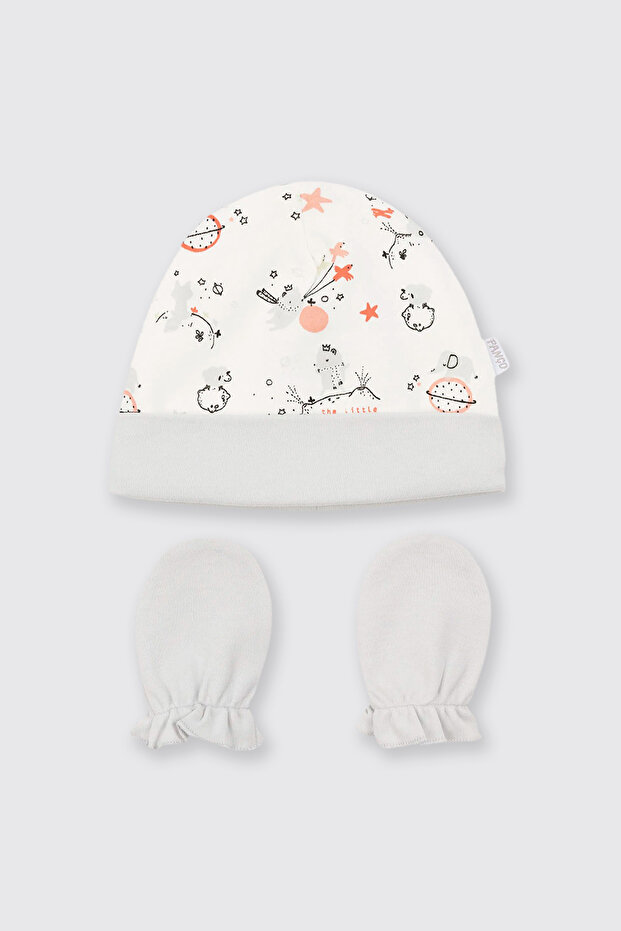 Yenidoğan Ekru Şapka Eldiven Set - 1