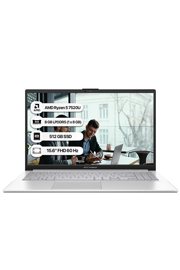 ASUS E1504FA-NJ115 Vivobook Go 15 Ryzen 5 7520U 8GB 512GB SSD 15.6" FHD Fdos Taşınabilir Bilgisayar