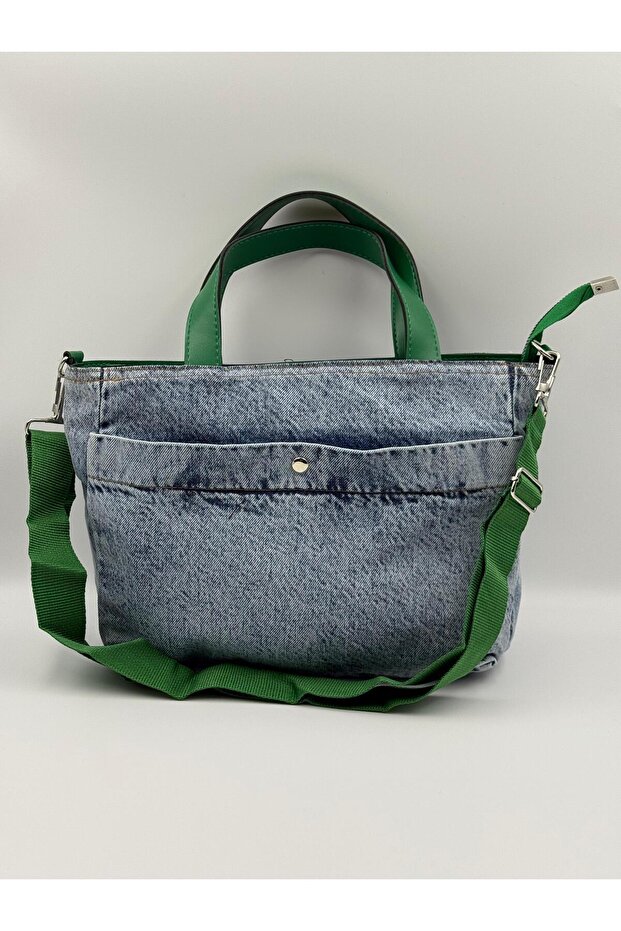 Denim Jeans Women's Shoulder & Hand Bag – with Detachable Strap