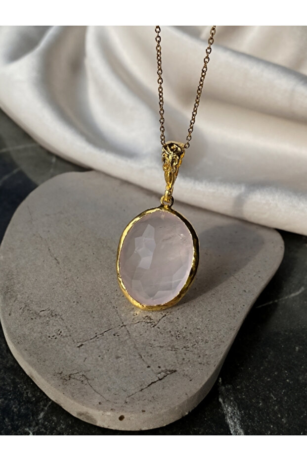 Pembe Kuvars Kolye - 3