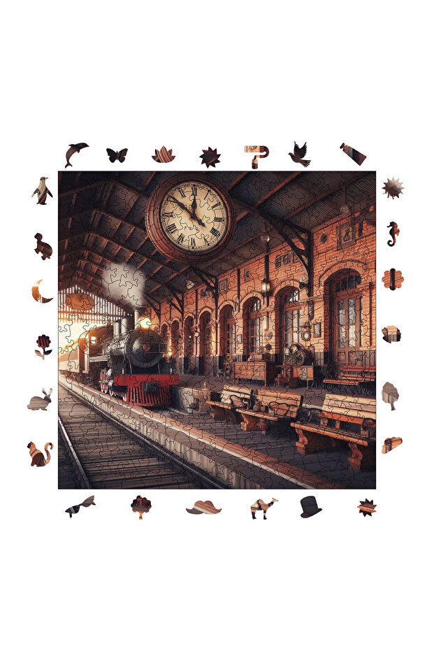 Wooden Puzzle - Old Train Station - 353 Pieces, 29X29 cm