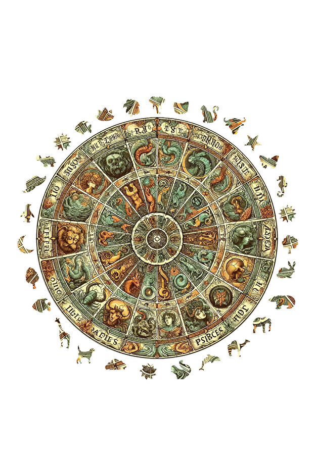 Wooden Puzzle - Ancient Zodiac Wheel - 252 Pieces, 29X29 cm