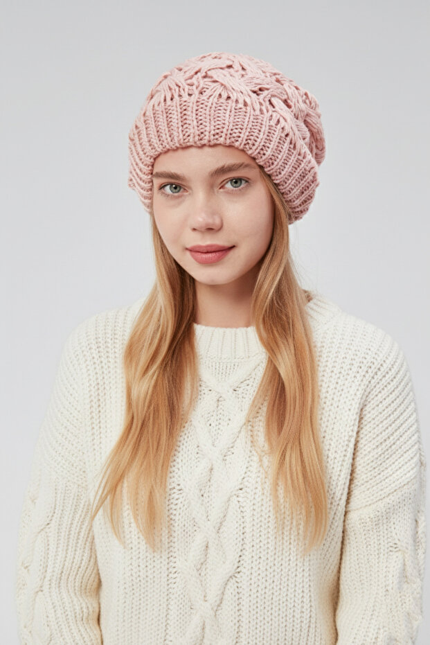 Stylish Women's Hair Braid Lined Knitwear Beret