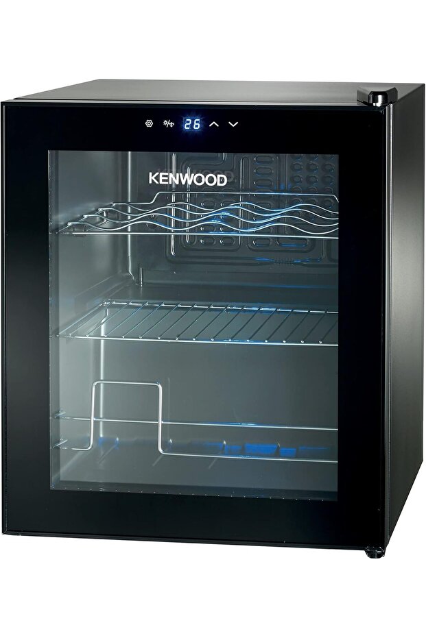BCM12 12-Bottle Wine Cooler, Black, Glass Door, Blue Light, Temp Control