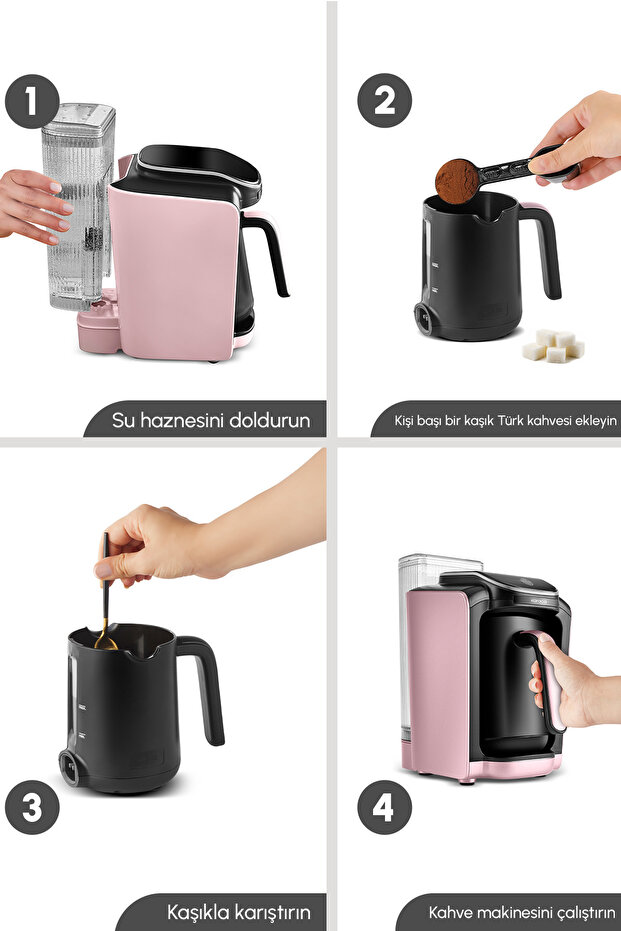Hatır Otomatik Su Alma Hazneli Türk Kahve Makinesi 5 Fincan Kapasiteli Rosegold - 6