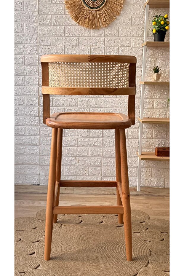 Concept Odin Bar Sandalyesi Hasırlı Naturel Ahşap Ada Sandalye - 6