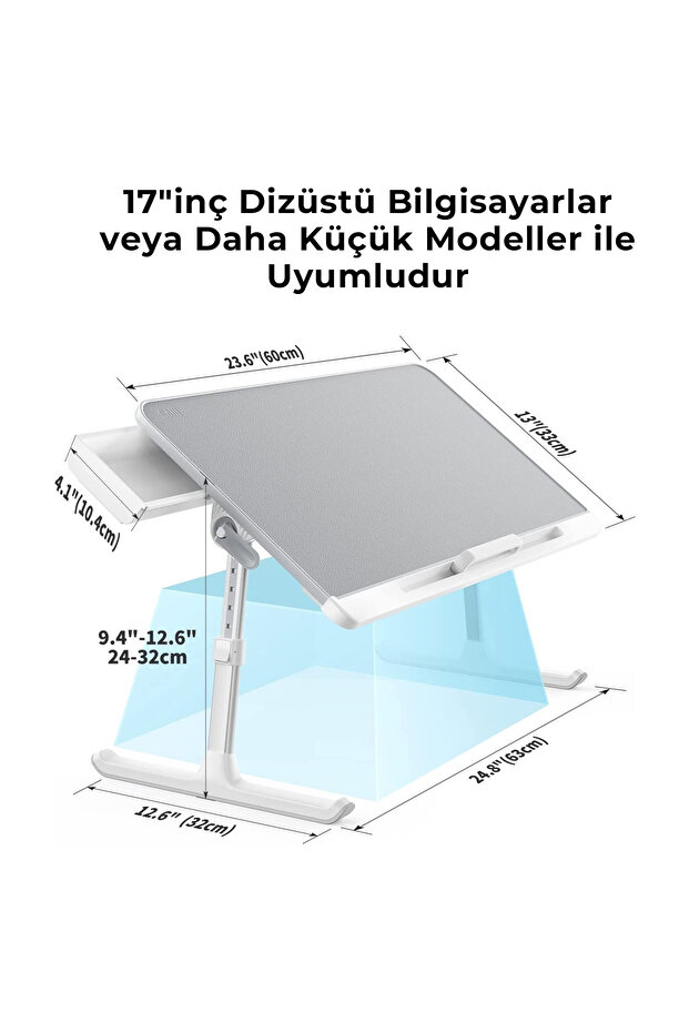 Mini-K7 Notebook ve Tablet Çalışma Uyumlu  Masası Gri - 4
