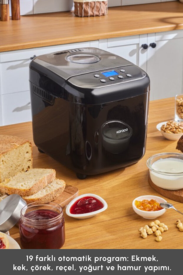 Bake Compact 19 in 1 Çok Fonksiyonlu Reçel, Yoğurt, Hamur Yoğurma ve Ekmek Yapma Makinesi Siyah - 3