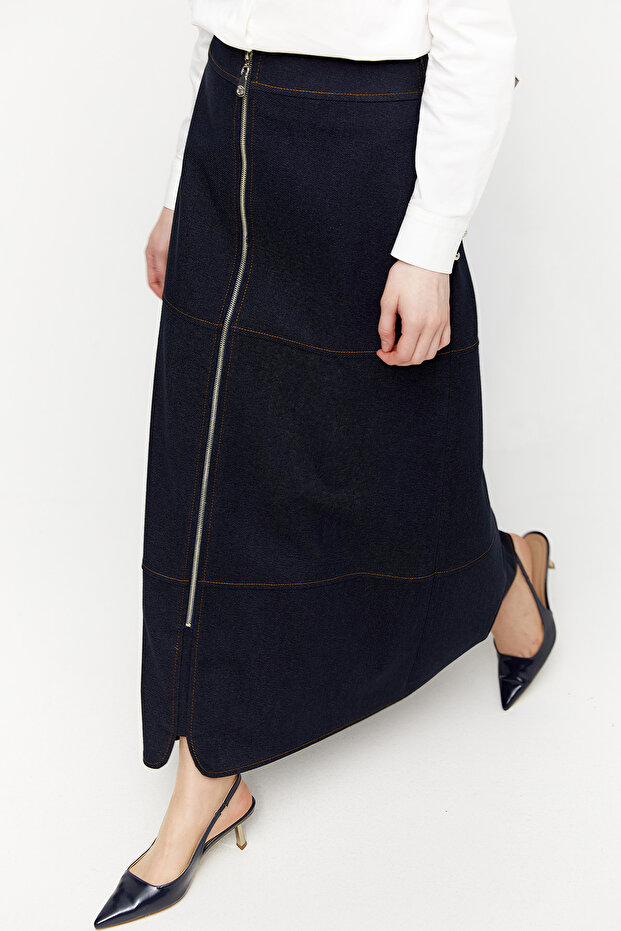 Süs Fermuarlı Etek - 4