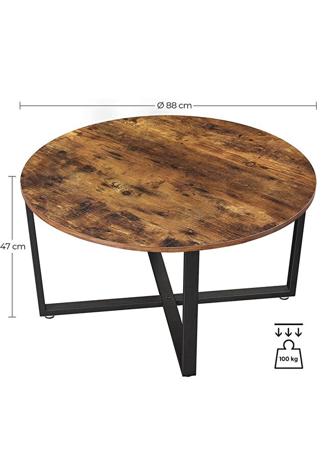 Coffee Table Erik, 80x80x47 cm, walnut/black color, metal frame, melamine-covered particle board top - 5