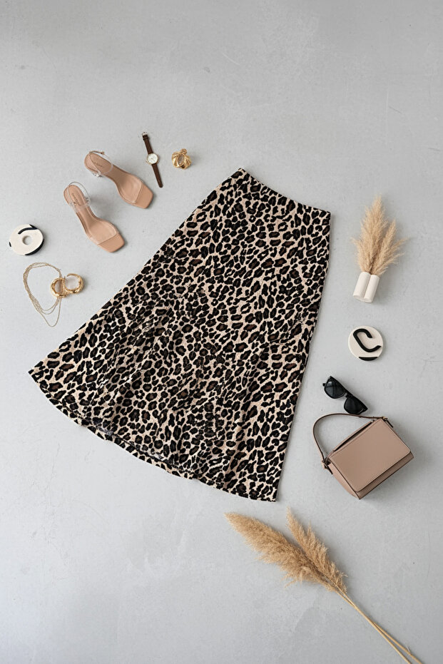 ليوبارد منقوشة تنورة طويلة ملفوفة متوهج - 2