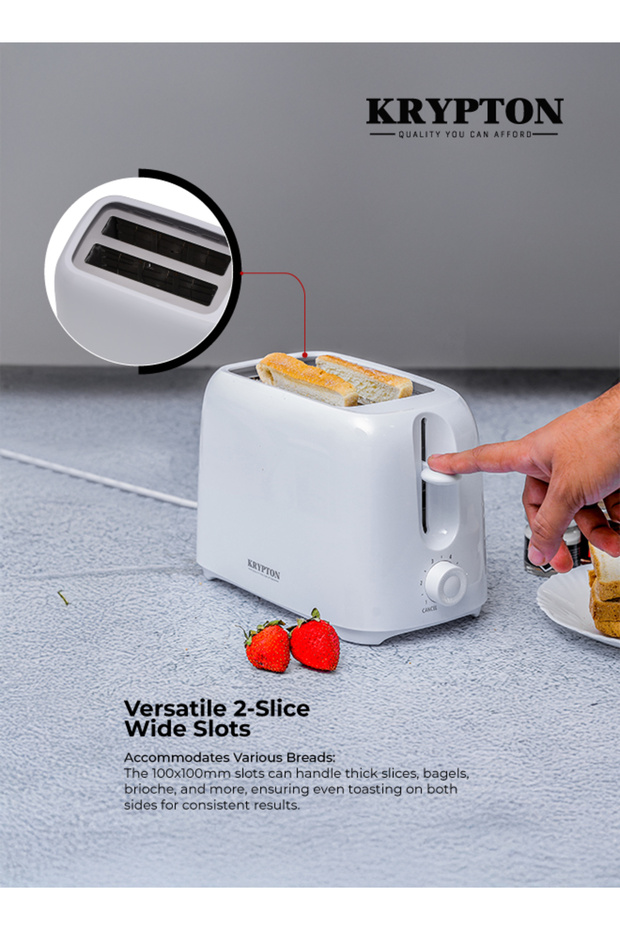 2-Slice Bread Toaster with 6 Browning Levels, Removable Crumb Tray & Cord Storage – 700W - 4