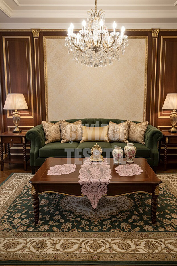 Living Room Set, Bedroom 3 Piece Coffee Table Cloth, Table Cloth 3 Piece Room Set Powder