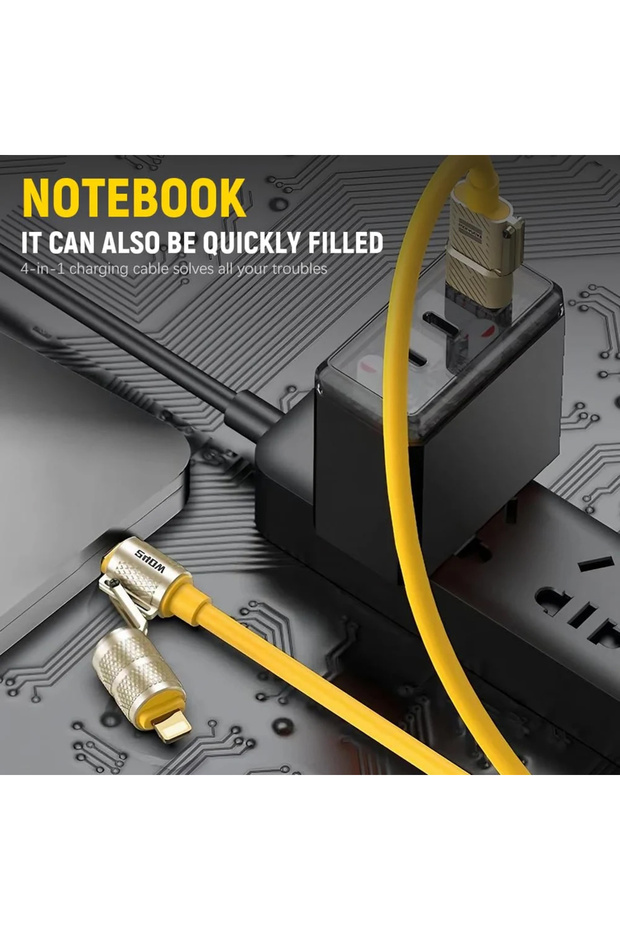 240W 4 in 1 USB C - Lightning PD QC 2 mt Telefon Tablet Notebook Silikon Hızlı Şarj Kablosu - 3