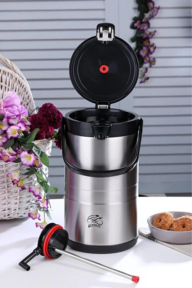 2008 3.5 Litre Pompalı Çelik Termos Siyah - 3