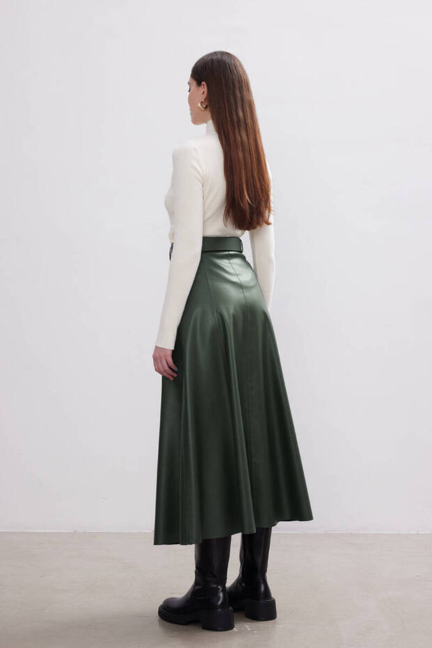 YEŞİL DERİ ETEK - 4