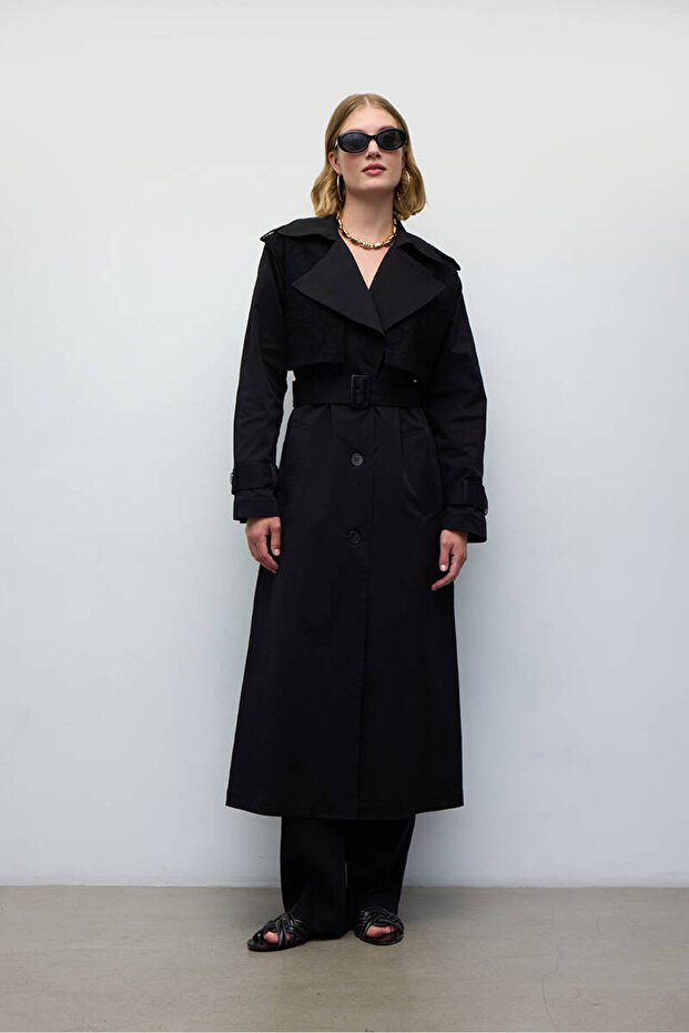 SİYAH KROŞELİ TRENÇKOT - 6