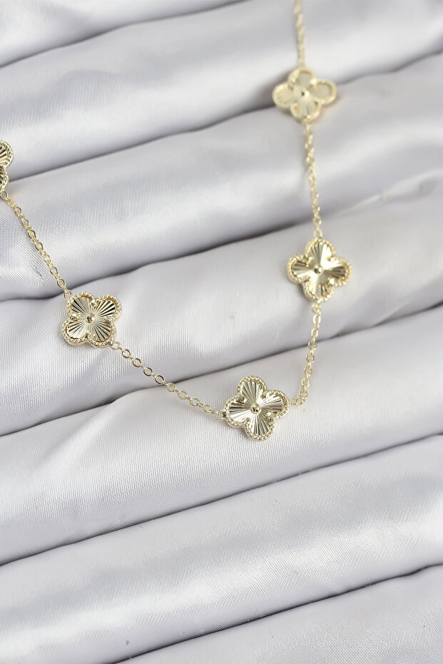 Brass Gold Color Clover Women's Necklace