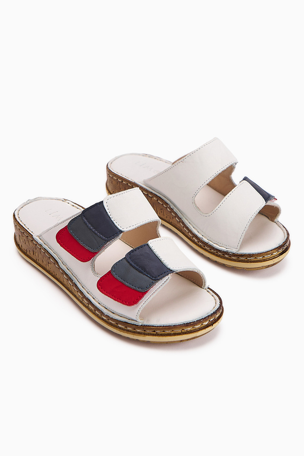 Genuine Leather Kassid White Comfort Women's Slippers