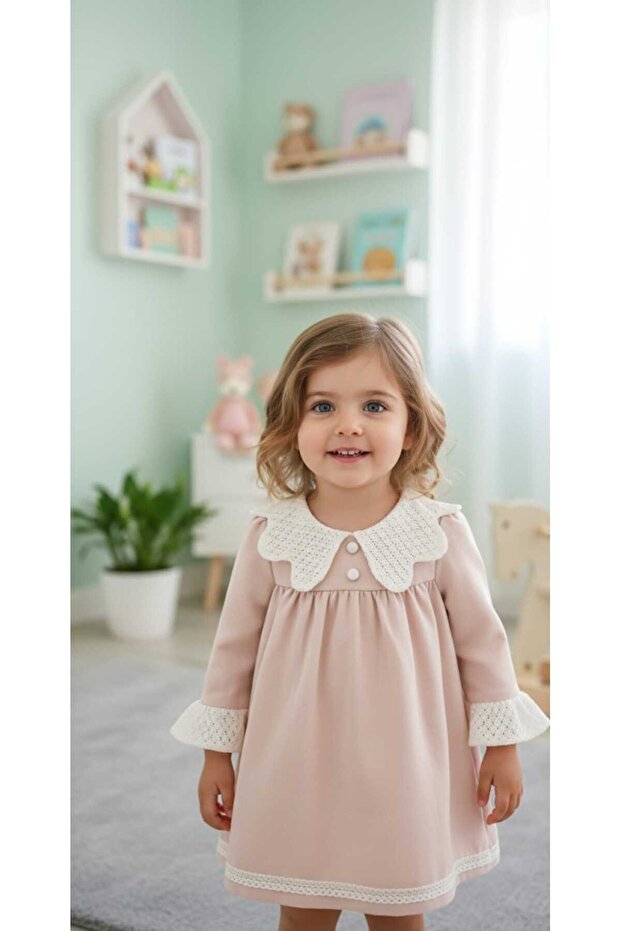 Bebe Yaka Kız Elbise - 1