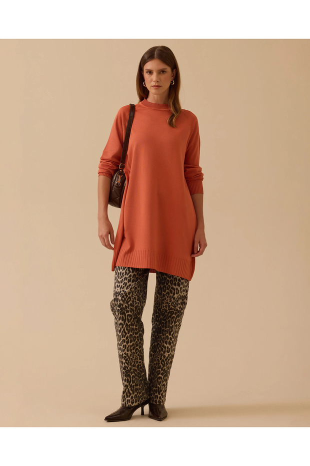 Uzun Kollu Basic Triko Tunik - 1