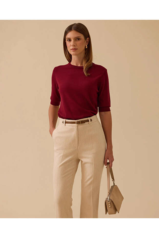 Kısa Kollu Basic Triko Bluz - 2