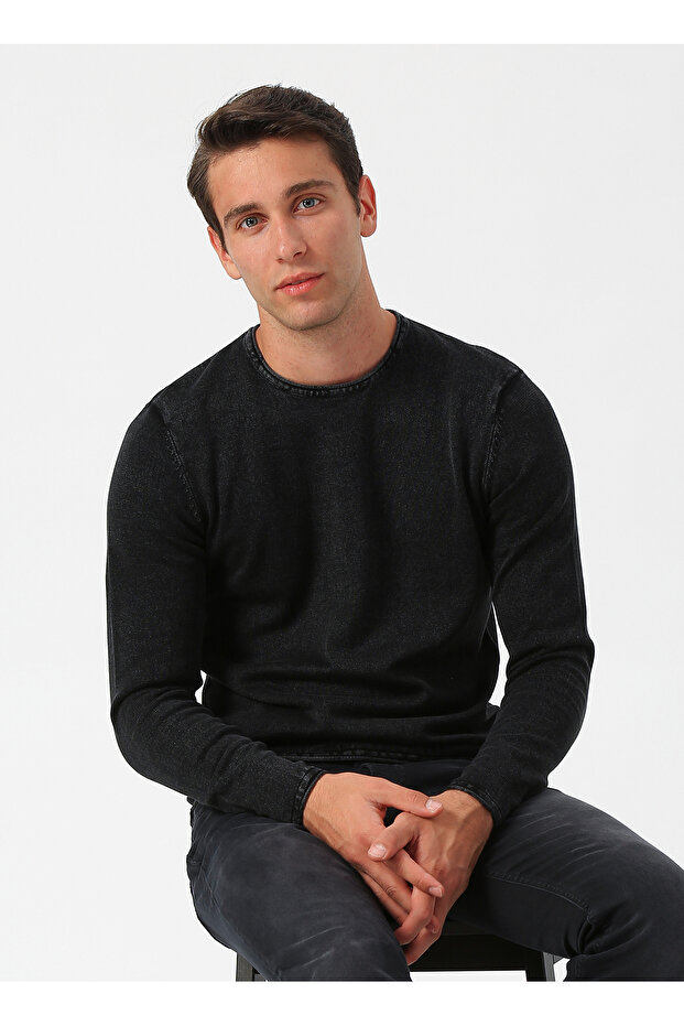 Siyah Düz Kazak - 6