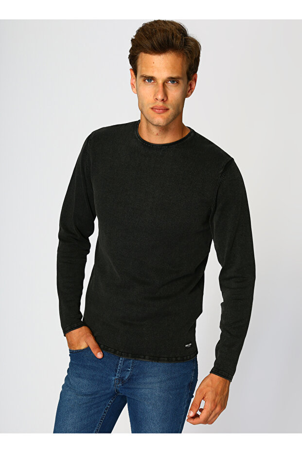 Siyah Düz Kazak - 4