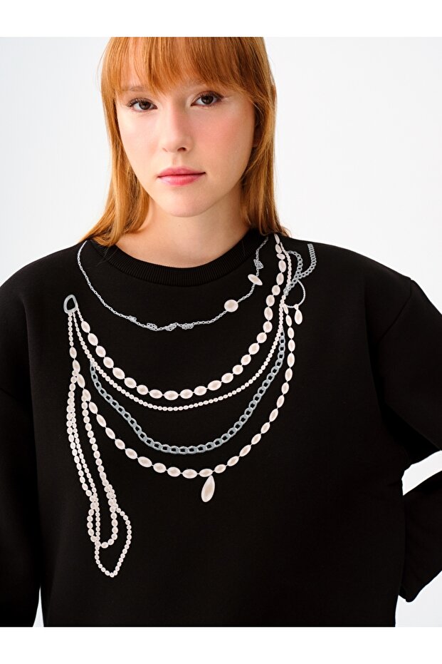 Long Crop Kadın Sweatshirt - 4