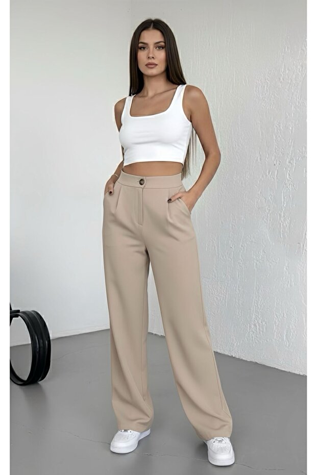 Women's Modern Cut Loose Wide Leg High Waist Pants