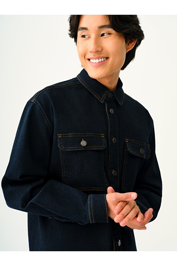 Oversize Fit Erkek Gömlek U.kol - 4