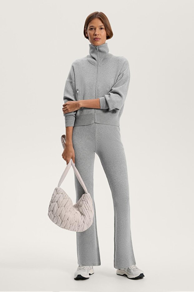 Örgü ispanyol paça pantolon - 3