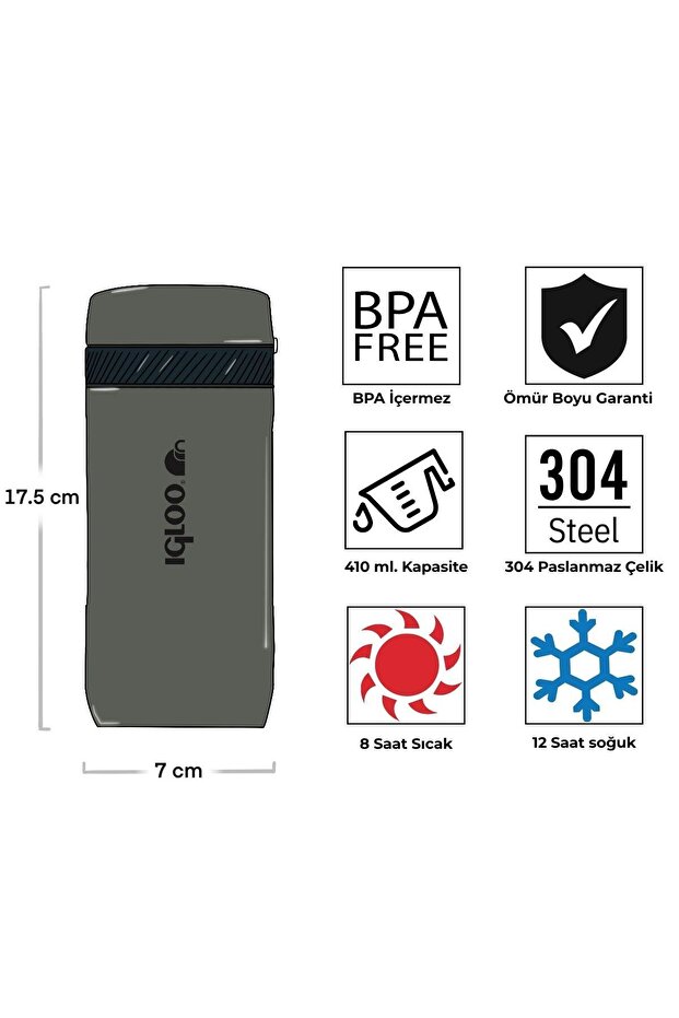 Squid Termos 410ml-HAKİ - 7