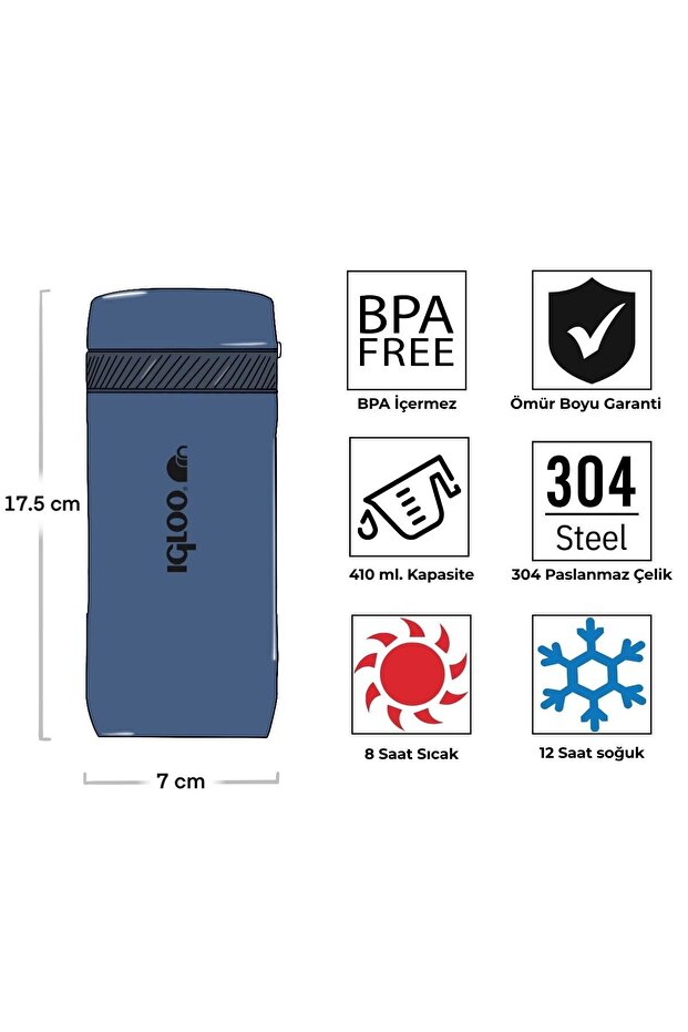 Squid Termos 410ml-LACİVERT - 8