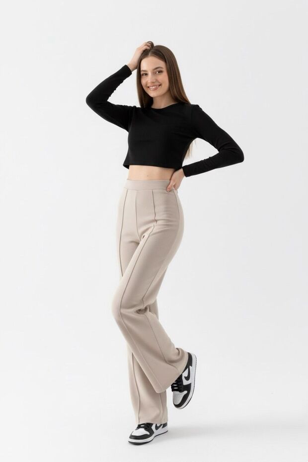 Fit Cut High Waist Women's Wide Leg Trousers