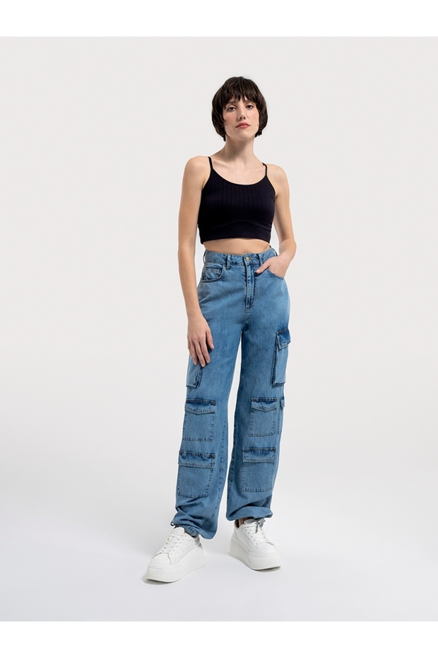 Wide Leg Regular Fit Kadın Pantolon - 1