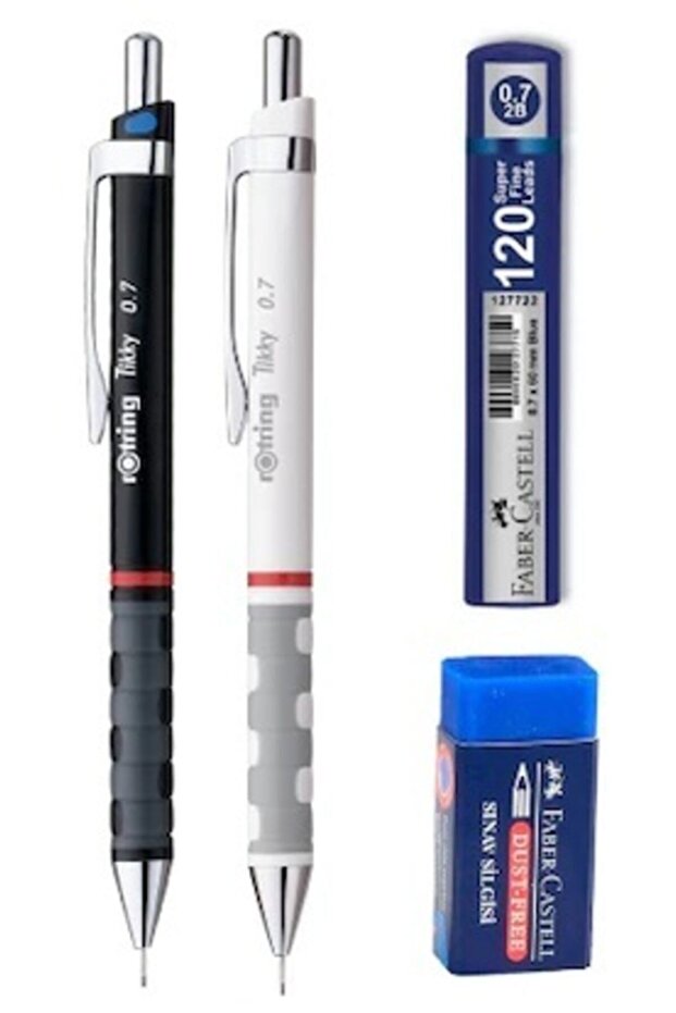 Tikky 0.7 Pen Set (2 Pens + 120 F.castel 0.7 Min + Ginav Eraser)
