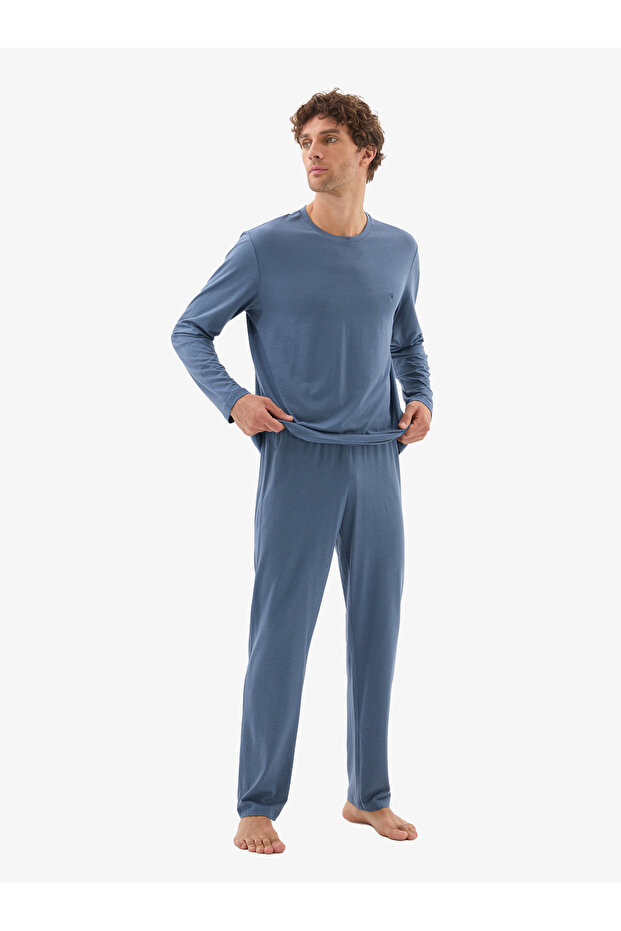 Erkek Pijama Takımı 40784 - Mavi - 4