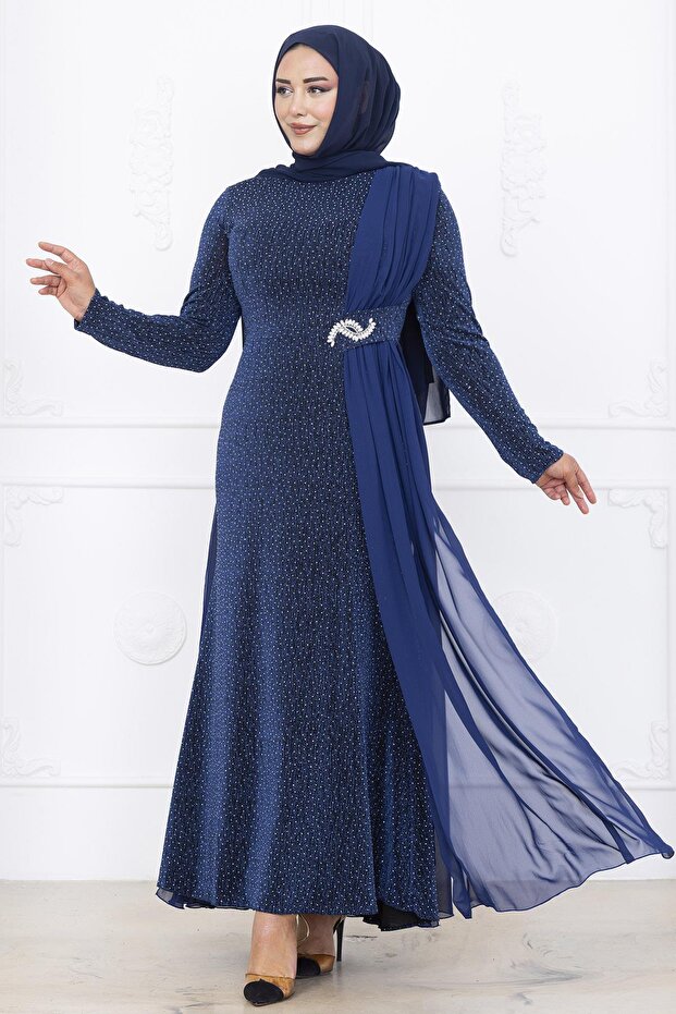 Nil Abiye Elbise İndigo - 5
