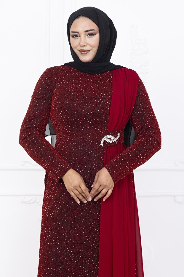 Nil Abiye Elbise Bordo - 2