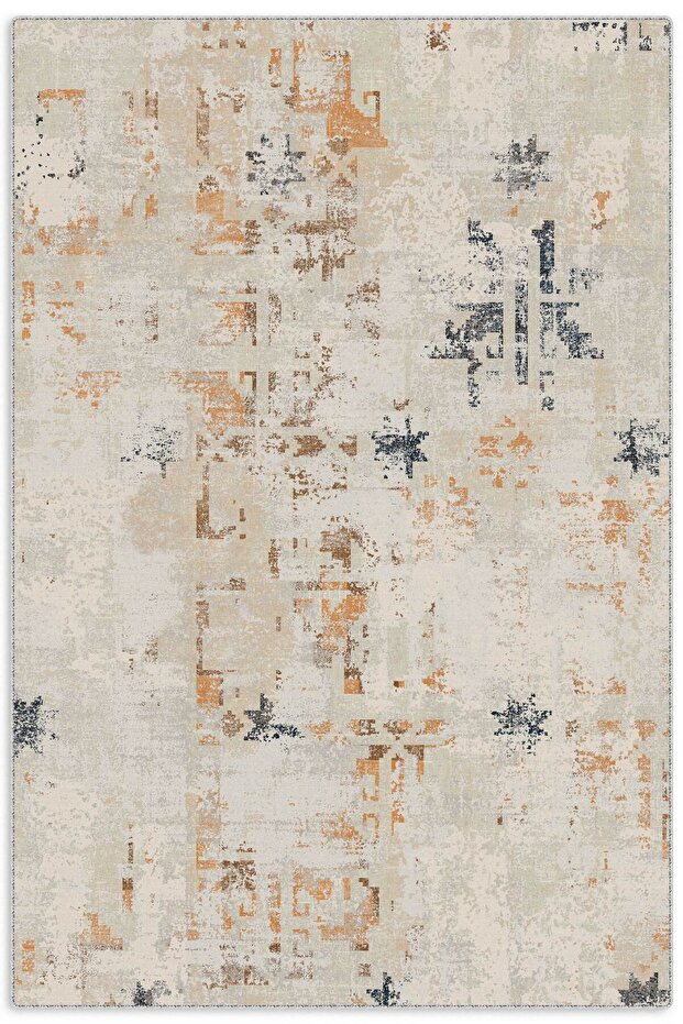 Kaşmir doku yumuşak kaymaz pamuk taban oturma odası salon mutfak koridor sarı lacivert bej halı - 1