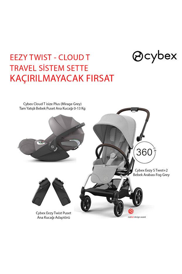 3 lü travel sistem Eezy S 360 Twist+2 + Cloud T Plus isize + Eezy Adaptör - 1