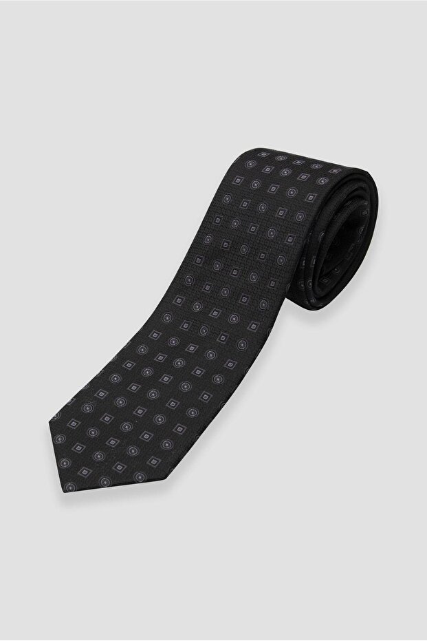 ربطة عنق 8 سم من البوليستر المصنوع من الألياف الدقيقة باللون الأسود للرجال - 1