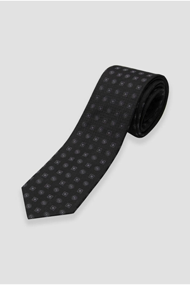 ربطة عنق 8 سم من البوليستر المصنوع من الألياف الدقيقة باللون الأسود للرجال - 4