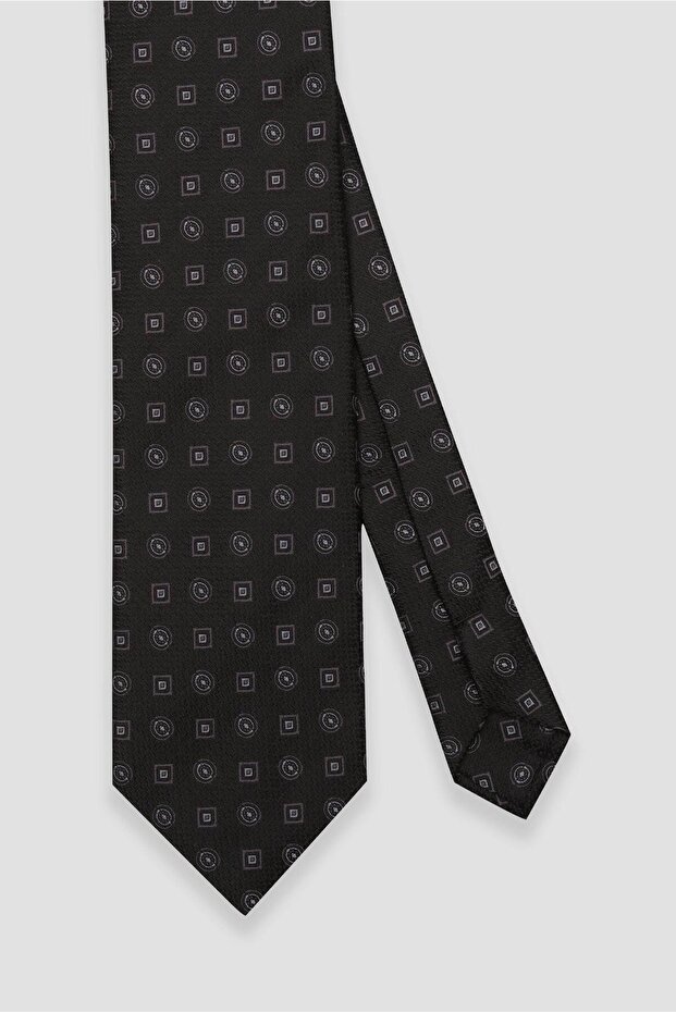 ربطة عنق 8 سم من البوليستر المصنوع من الألياف الدقيقة باللون الأسود للرجال - 2