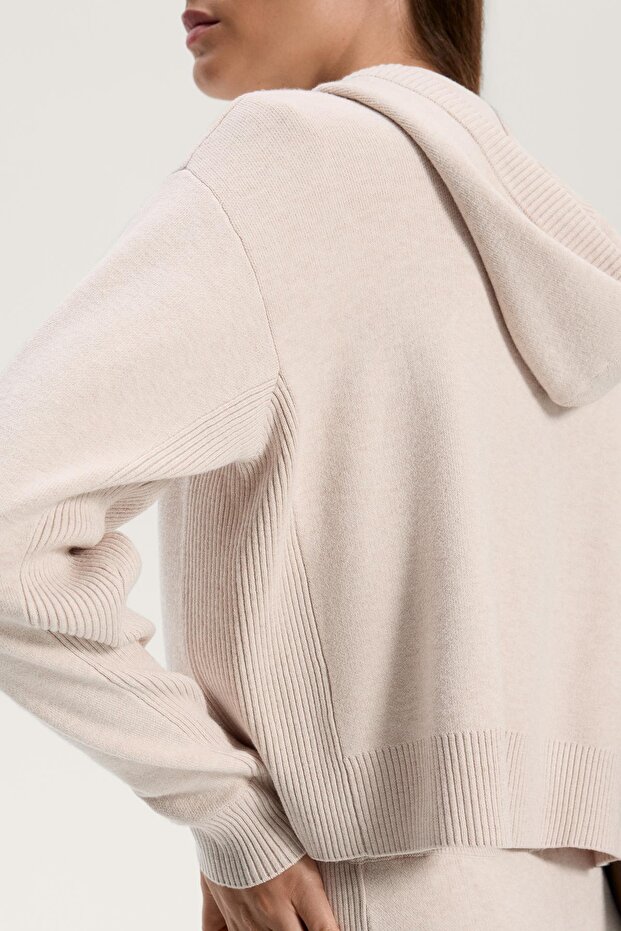 Kapüşonlu triko ceket - 5