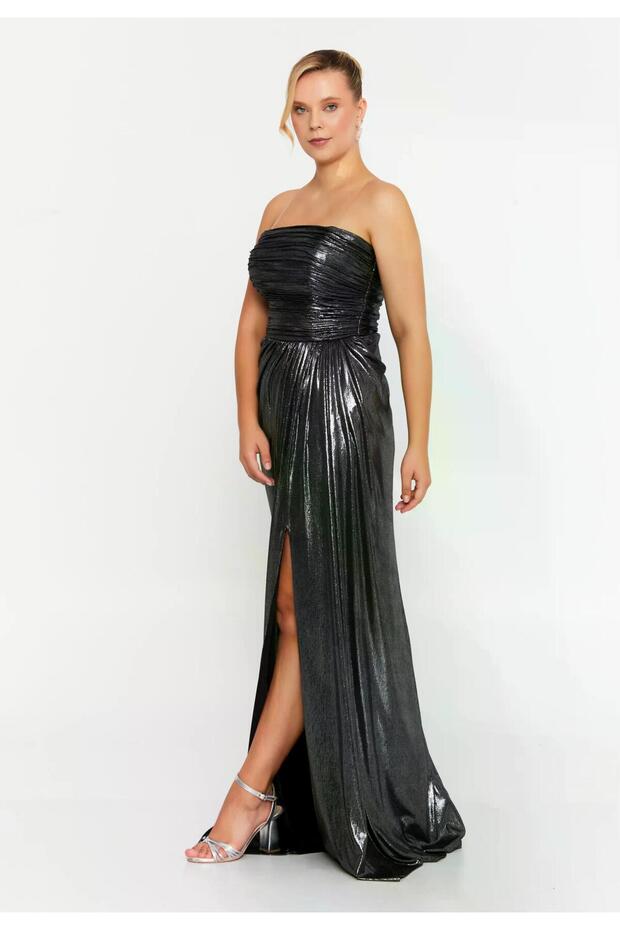 6044SIM STRAPTEZ LAME ELBİSE - 2