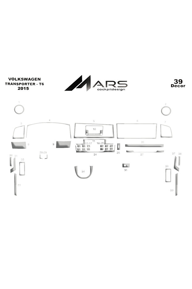 Volkswagen Transporter Console-Torpedo Trim 2015-2018 39 Pieces