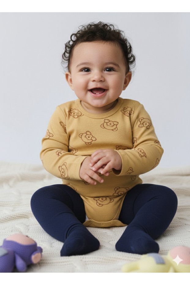 Girl Boy Child Baby Long Sleeve Snap Fastener Bodysuit-Badi 100% Organic Cotton 3.5-4-5-6 Years Old